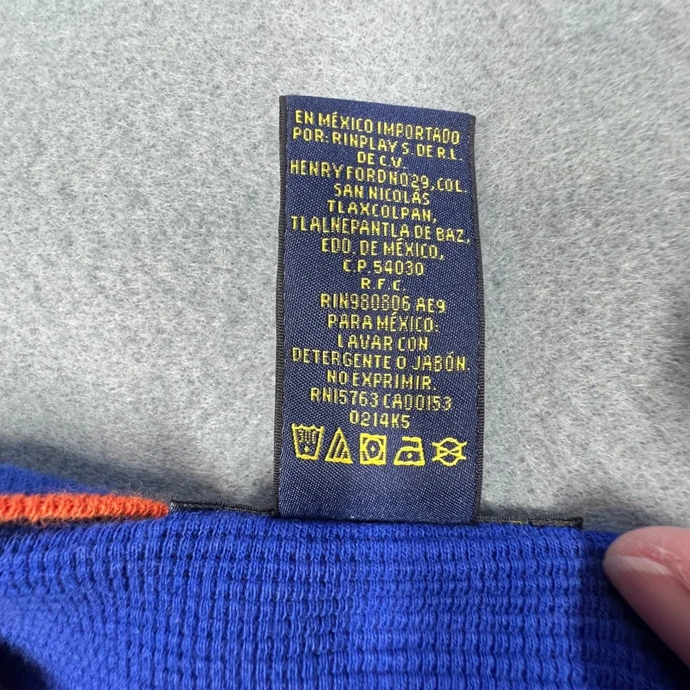 Polo Ralph Lauren Blue Orange Ringer Waffle Knit Thermal Shirt Mens XL